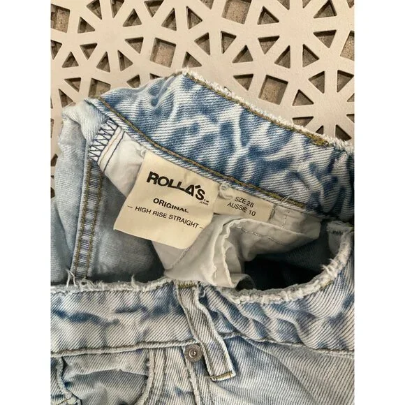 Rolla's Original Straight High Rise Jeans in Sunbleach Worn 28 Womens Denim Pant - Picture 7 of 15